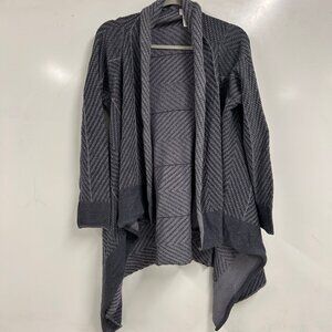 0464 Cozy Gray Open-Front Knit Cardigan | Waterfall Drape | soft grundge | Med